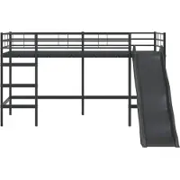 vidaXL Kinderen Loft Bed Frame met Glijbaan Effen Zwart en Anthraciet