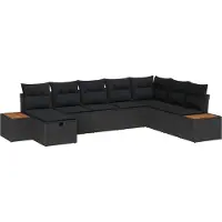 vidaXL Tuinset met 8 zitplaatsen, zwart, van polyrotan