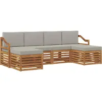 vidaXL Buiten bank set 6 st Natuurlijk en Licht Grijs