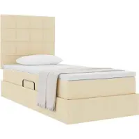 vidaXL Opslag bed met matras met hoofdeinde Crème 90 x 200 cm Stof