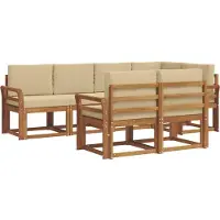 vidaXL Buiten bank set 7 st Natuurlijk en Beige