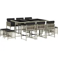 vidaXL 11-delige tuinset met kussens, lichtgrijs, polyrotan