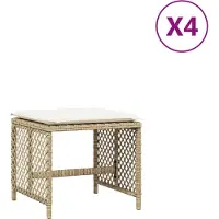 vidaXL Tuinkrukken 4 st met kussens 41x41x36 cm poly rattan beige
