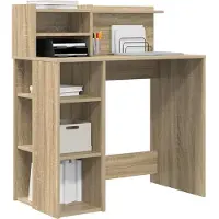 vidaXL Bureau Sonoma Eik Bewerkt hout 90 x 48 x 101,5 cm