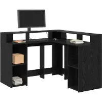 vidaXL Bureau Zwart Eiken Bewerkt hout 130 x 130 x 91 cm