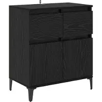 vidaXL Dressoir Zwart Eiken 60 x 35 x 70 cm Geengineerd Hout en IJzer
