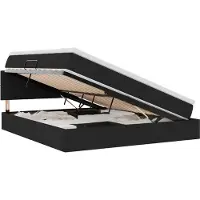 vidaXL LED-bed met opbergruimte en matras, zwart, 160 x 200 cm, met stoffen bekleding