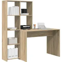 vidaXL Bureau Sonoma Eik Bewerkt hout 138,5 x 55 x 143 cm
