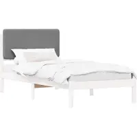 vidaXL Bedframe met Gevoerde Hoofdbord Lichtgrijs 90 x 190 cm