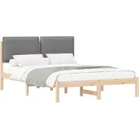 vidaXL Bedframe met Gevoerde Hoofdbord Lichtgrijs 120 x 190 cm