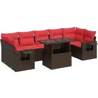 vidaXL 8-delige Loungeset met kussens poly rattan acacia bruin