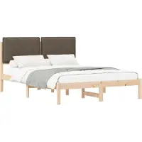 vidaXL Bedframe met Gevoerde Hoofdbord Taupe 140 x 200 cm