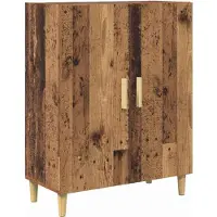 vidaXL Highboard Oud Hout 69,5 x 34 x 180 cm Gefabriceerd Hout en Glas