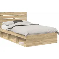 vidaXL Bedframe met hoofdeinde Sonoma 120 x 200 cm Massief grenenhout