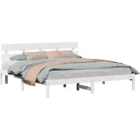vidaXL Bedframe met hoofdeinde Wit 200 x 200 cm Massief grenenhout