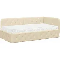 vidaXL Hoek Bed Frame Crème 90 x 190 cm Stof