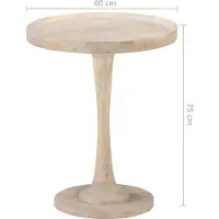 vidaXL Bijzettafel Ø60x75 cm massief mangohout