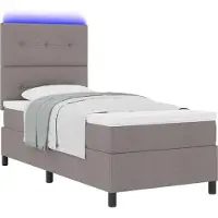 vidaXL Boxspring bed met LED-stripverlichting Taupe 90 x 200 cm Stof