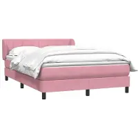 vidaXL Boxspring met matras fluweel roze 140x220 cm