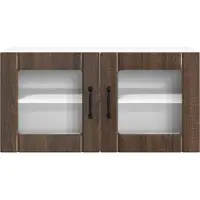 vidaXL Wandkast met glazen deuren, model PORTO, bruin, eikenlook, 80 x 31 x 40 cm