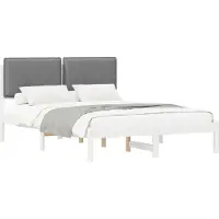 vidaXL Bedframe met Gevoerde Hoofdbord Lichtgrijs 140 x 200 cm
