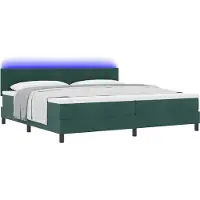 vidaXL LED boxspringbed met hoofdeinde, donkergroen, 200 x 200 cm, fluweel