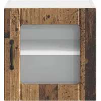 vidaXL Wandglas Kasten LUCCA 2 st Oud hout Bewerkt hout