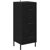 vidaXL Highboard Zwart Eiken 34,5 x 34 x 180 cm Bewerkt hout