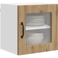 vidaXL Wandglas Kasten PORTO 2 pcs Artisan Eiken Bewerkt hout