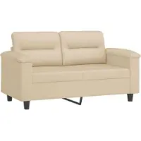 vidaXL 3-delige Loungeset met kussens microvezelstof crèmekleurig