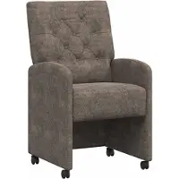 vidaXL Eetkamerstoelen met wielen 2 st Kunst Suède Leer Donkergrijs