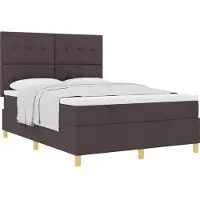 vidaXL Boxspring bed met hoofdeinde Donkerbruin 140 x 200 cm Stof