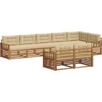 vidaXL Buiten bank set 8 st Natuurlijk en Beige