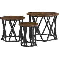 vidaXL Nestende Side Table 3 st Rook Eiken 53 x 53 x 40 cm