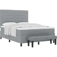 vidaXL Boxspring bed met hoofdeinde Lichtgrijs 140 x 200 cm Stof