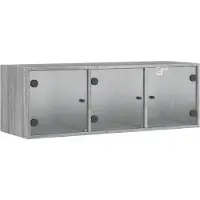vidaXL Wandkast met glazen deuren 102x37x35 cm grijs sonoma eiken