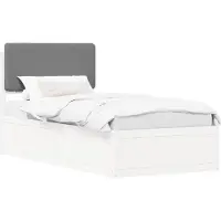 vidaXL Bedframe met Gevoerde Hoofdbord Lichtgrijs 75 x 190 cm