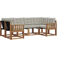 vidaXL Buiten bank set 6 st Naturel en lichtgrijs