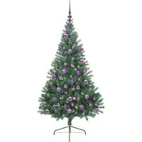 vidaXL Kunststof Voorverlichte Kerstboom met 300 LED Groen 180 cm PVC