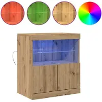 vidaXL LED Dressoir Bruin 60,5 x 37 x 67 cm Bewerkt hout