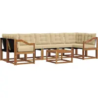 vidaXL Buiten bank set 8 st Natuurlijk en Beige