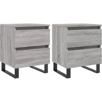 vidaXL Nachtkastjes 2 st 40x35x50 cm bewerkt hout grijs sonoma eiken