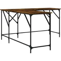 vidaXL Bureau 149x149x75 cm bewerkt hout gerookt eikenkleurig