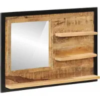 vidaXL Spiegel met schappen 80x8x55 cm glas en massief mangohout