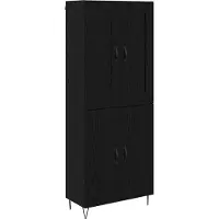 vidaXL Highboard Zwart Eiken 69,5 x 34 x 180 cm Bewerkt hout