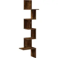 vidaXL Hoekwandschap 32x32x127,5 cm bewerkt hout gerookt eikenkleurig