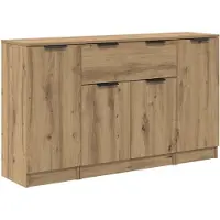 vidaXL Dressoir, 3 stuks, ambachtelijk eikenhout, 120 x 30 x 70 cm, houtvezel