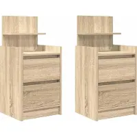 vidaXL Nachtkastjes met 2 lades 2 st 38x34x80 cm Sonoma eikenkleurig