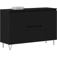 vidaXL - Dressoir - met - lade - Zwart - Eiken - 101,5 - x - 35 - x - 70 - cm - Bewerkt - hout
