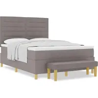 vidaXL Boxspring bed met hoofdeinde Taupe 200 x 140 cm Stof